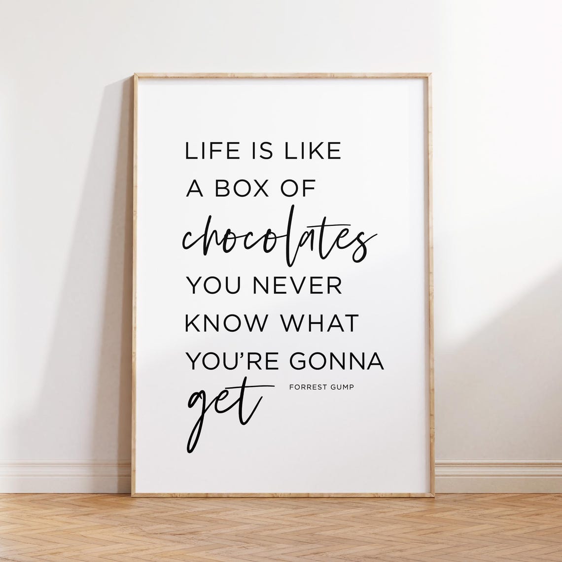 Life Is Like A Box Of Chocolates Forrest Gump Quote Typography Poster - Image 3