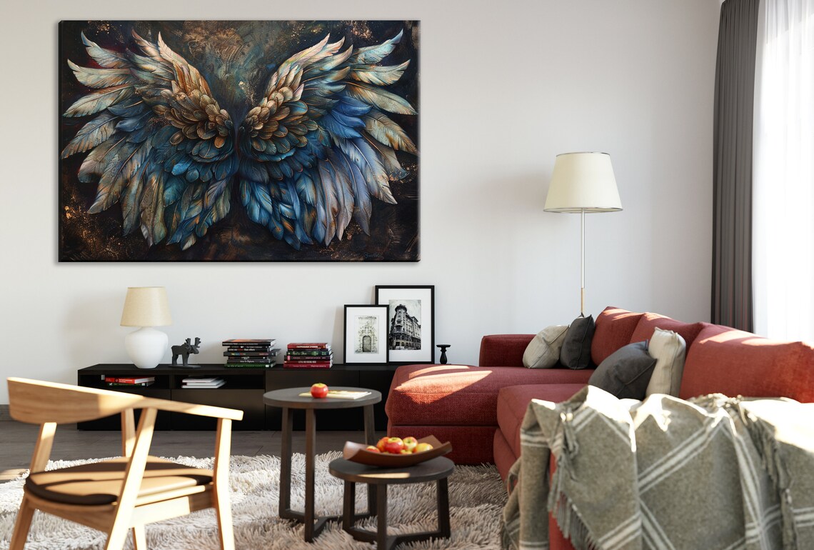 Luxurious Ornate Feathered Angel Wings Art Print - Image 2