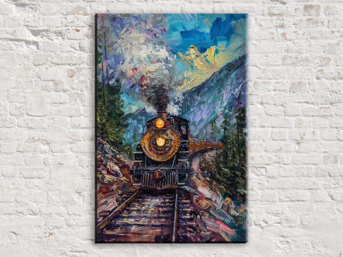 Impressionist Steam Locomotive 0511 Mountain Journey Art Poster