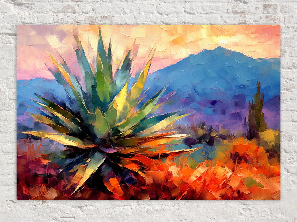 Abstract Agave Painting, Southwestern Desert Art Print