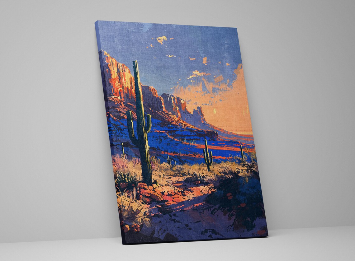 Desert Glow Saguaro Sunset Wall Art Print Giclee Print On Gallery Wrapped Artist Ready To Hang Available In Extra Large Sizes - Image 5
