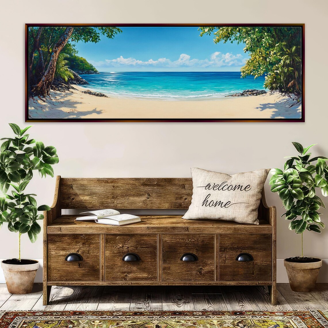 Ocean View Beach Landscape Panoramic Art Print - Image 3