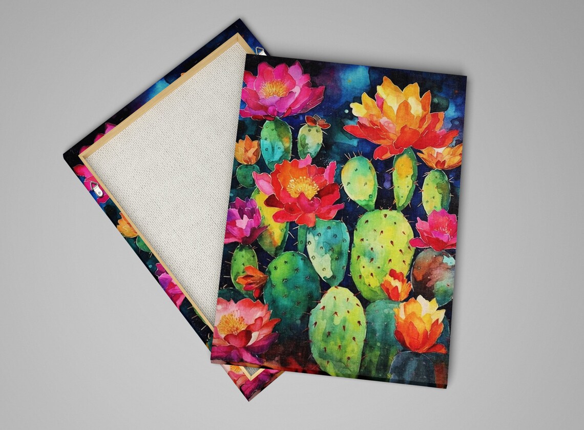 Mexican Pueblo Cactus Watercolor Poster Print - Image 4