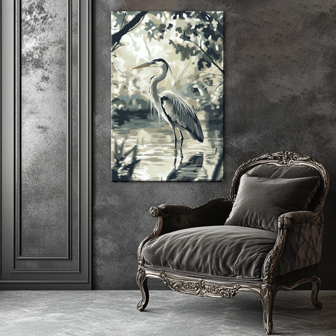 Blue Heron Standing In Water Dappled Light Wildlife Bird Art Print - Image 5