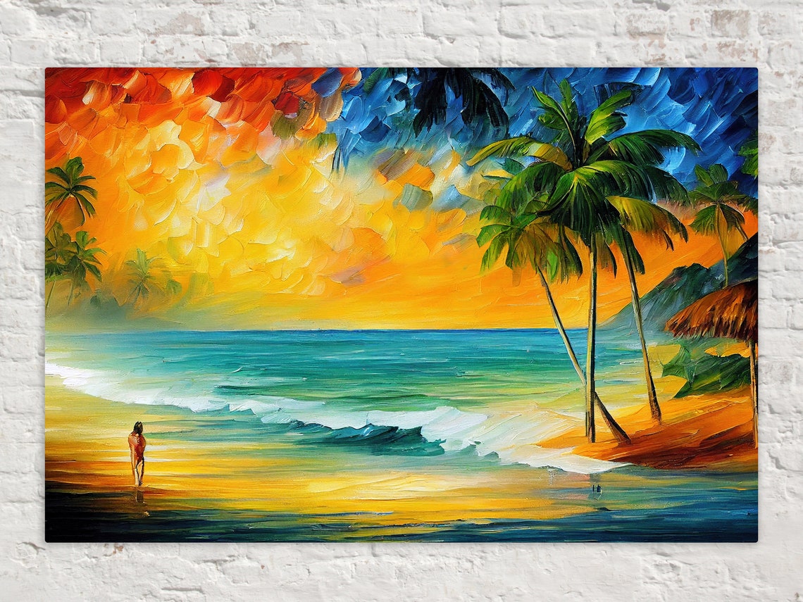 Beach Print Surf Art Print Painting Reproduction Vibrant Colorful Art
