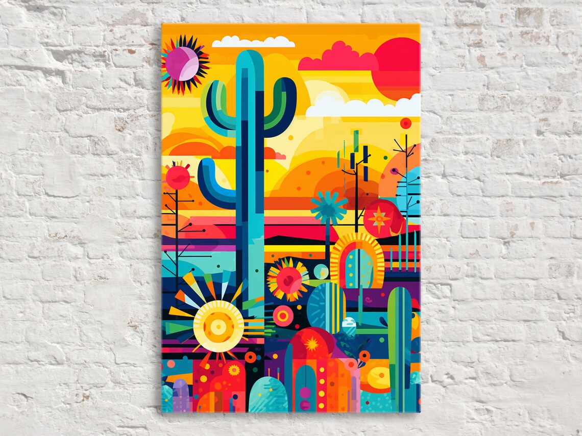 Geometric Desert Landscape Art Print, Desert Decor