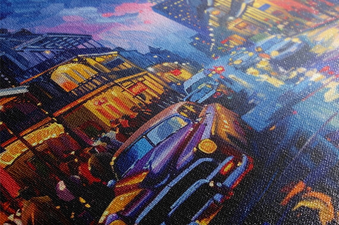 French Quarter Night Rain Vintage Car Wet Street City Wall Art Poster - Image 3