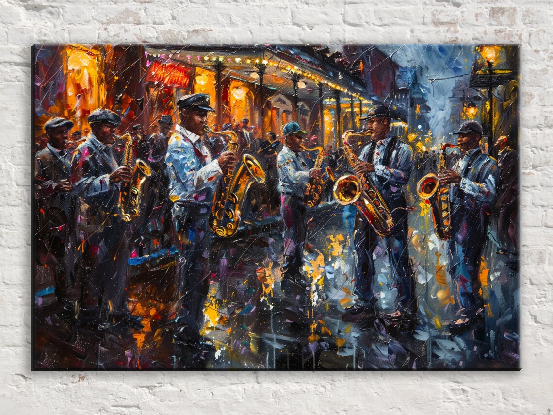 New Orleans Nights Bourbon Street Jazz Band Art Print