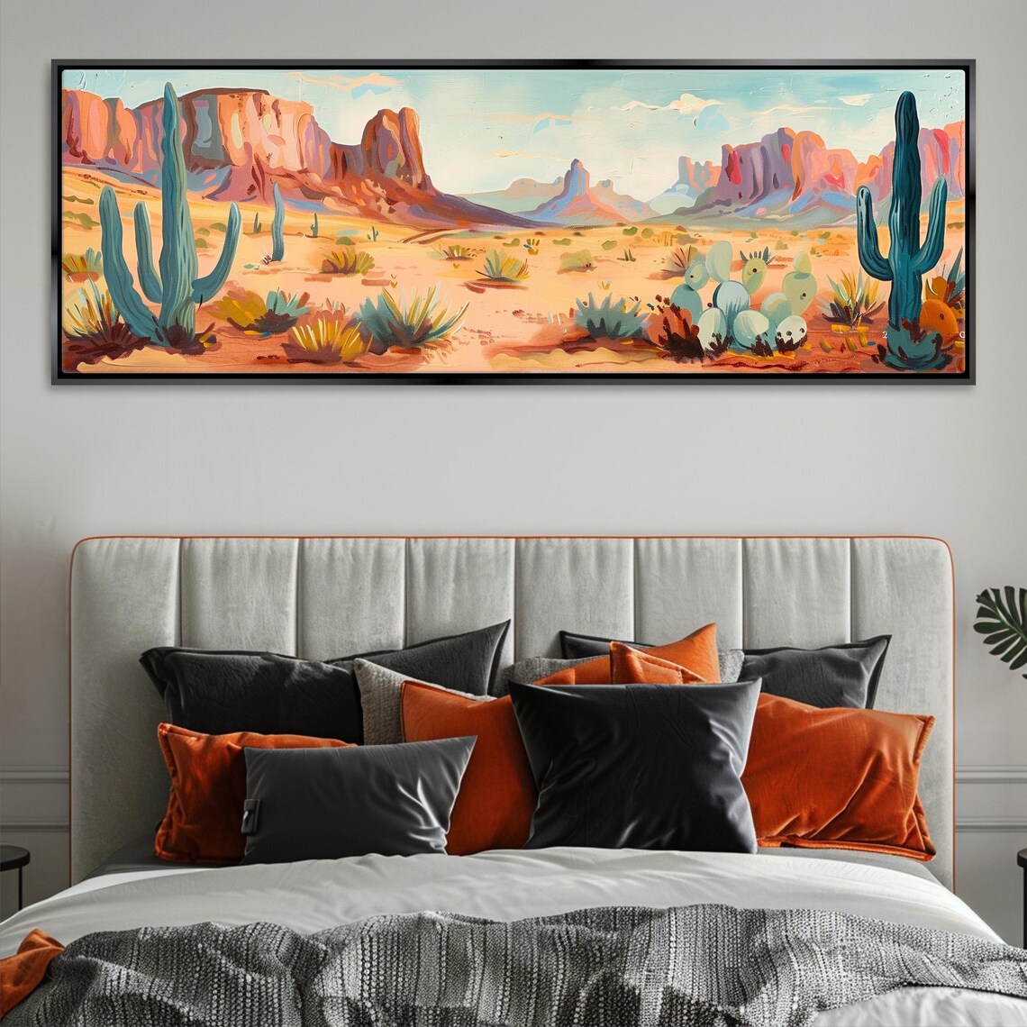 Minimal Boho Desert Scene Pano Print Framed Or Unframed Long Horizontal Gallery Wrapped Gicle Ready To Hang Extra Large Wall Art - Image 5