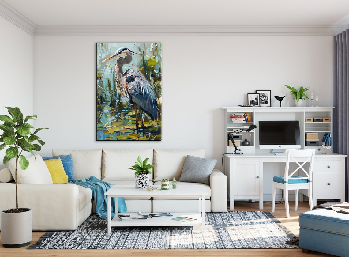 Serenity Blue Heron Riverbank Scene Art Print - Image 3
