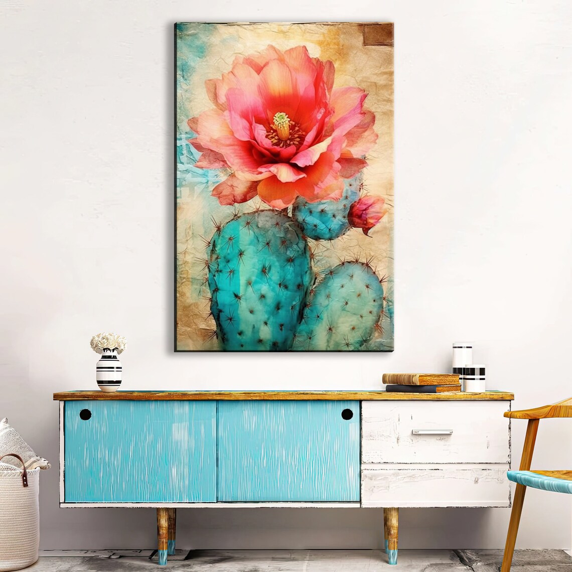 Rustic Pueblo Charm Mexican Desert Flower Art Print - Image 2