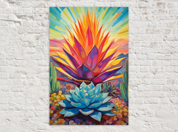 Colorful Modern Agave Cactus, Southwest Poster Print