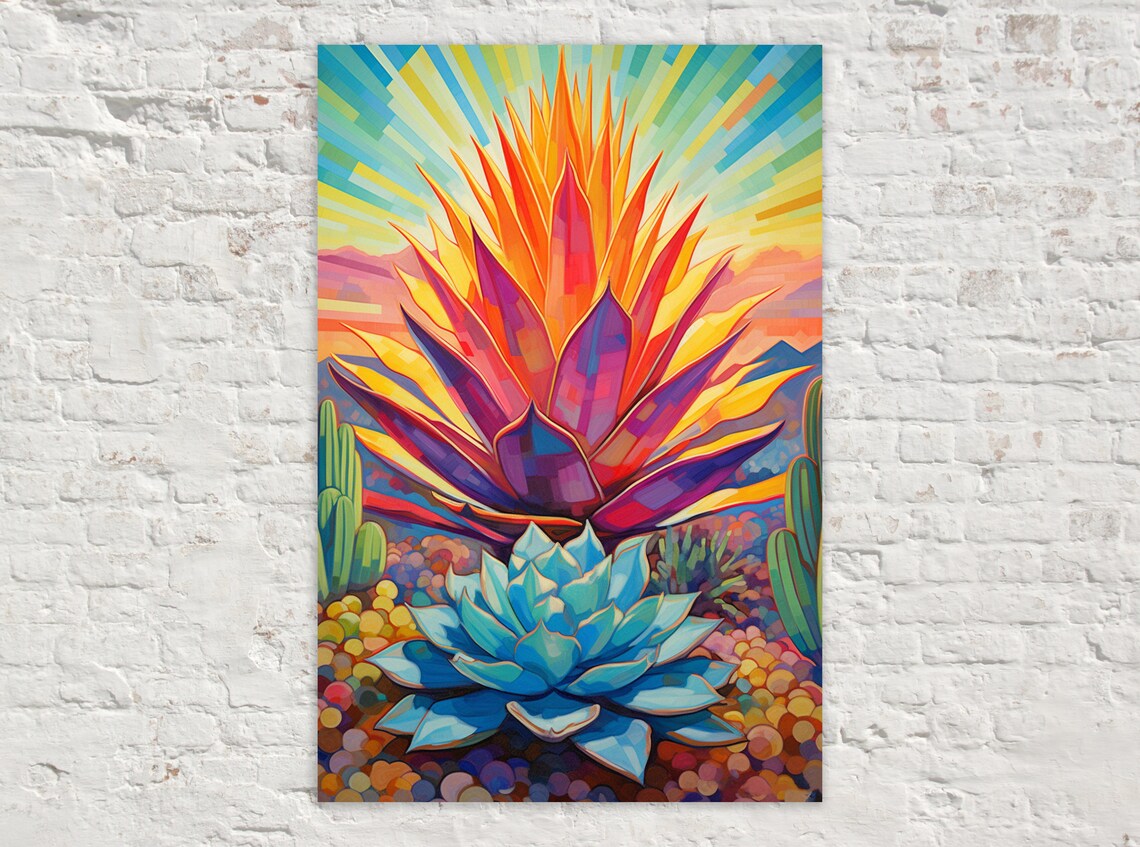 Colorful Modern Agave Cactus, Southwest Poster Print