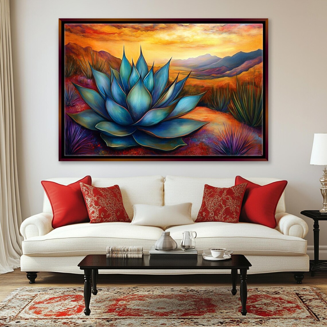 Agave Cactus Landscape Art Print, Succulent Study