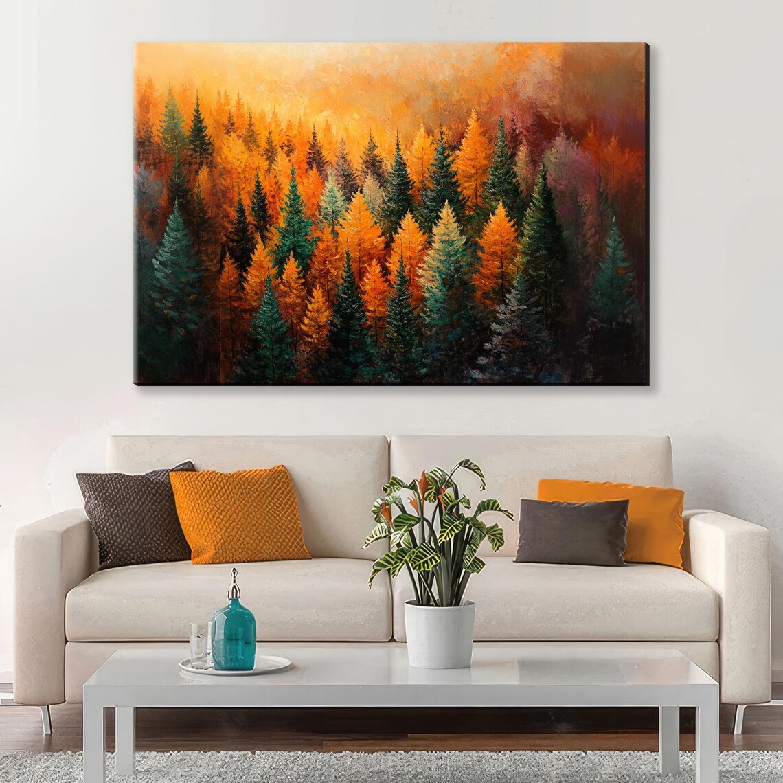 Fall Forest Art Print, Vibrant Orange And Green - Image 4