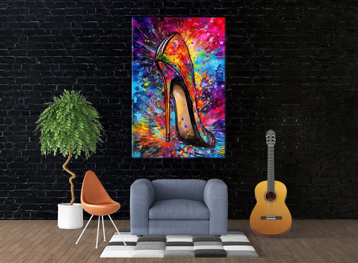 Rainbow Stiletto High Heel Shoe Pop Art Splash Colorful Poster - Image 2