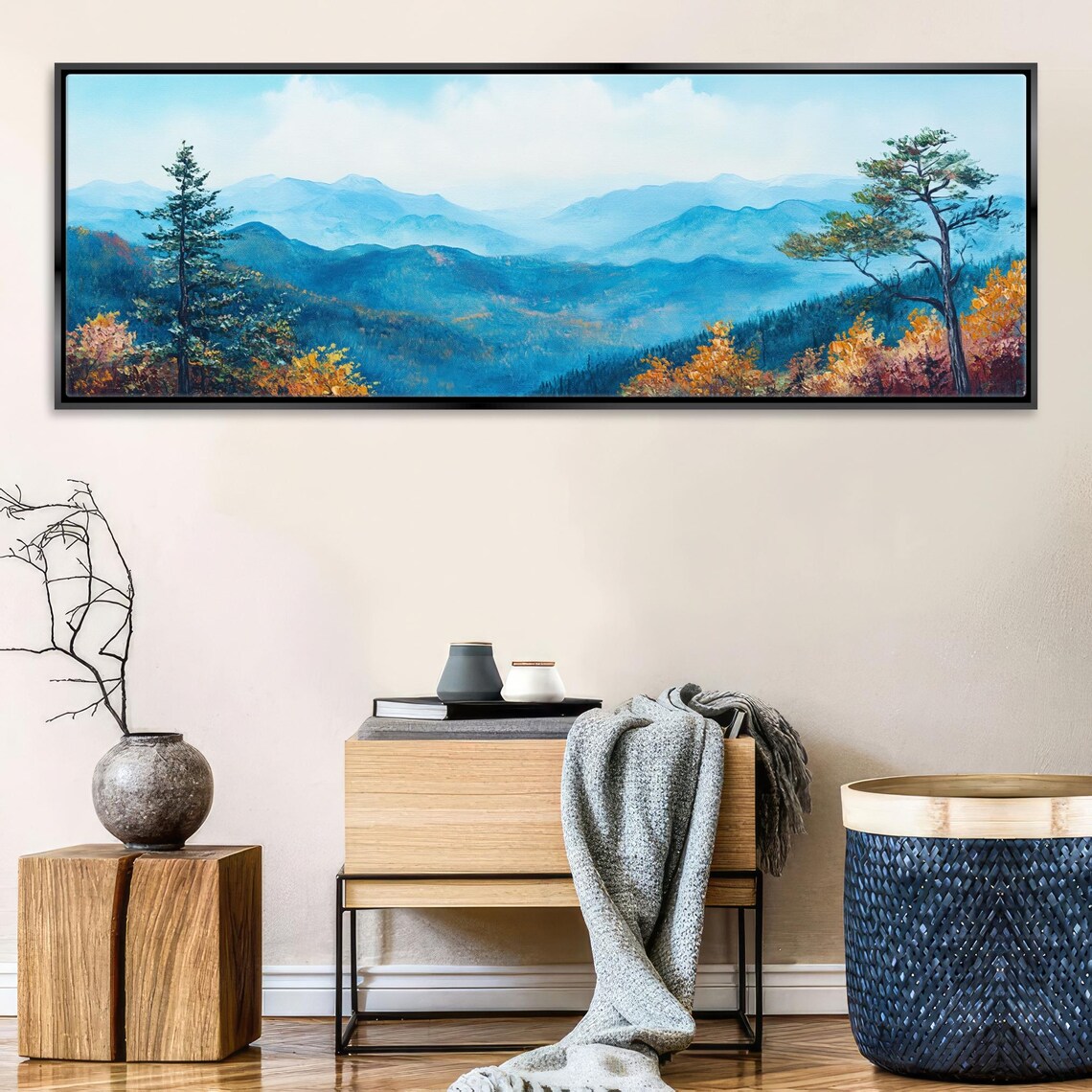 Scenic Foggy Blue Ridge Mountain Range Panoramic Framed Or Unframed Long Horizontal Ready To Hang Extra Large Wall Art - Image 4