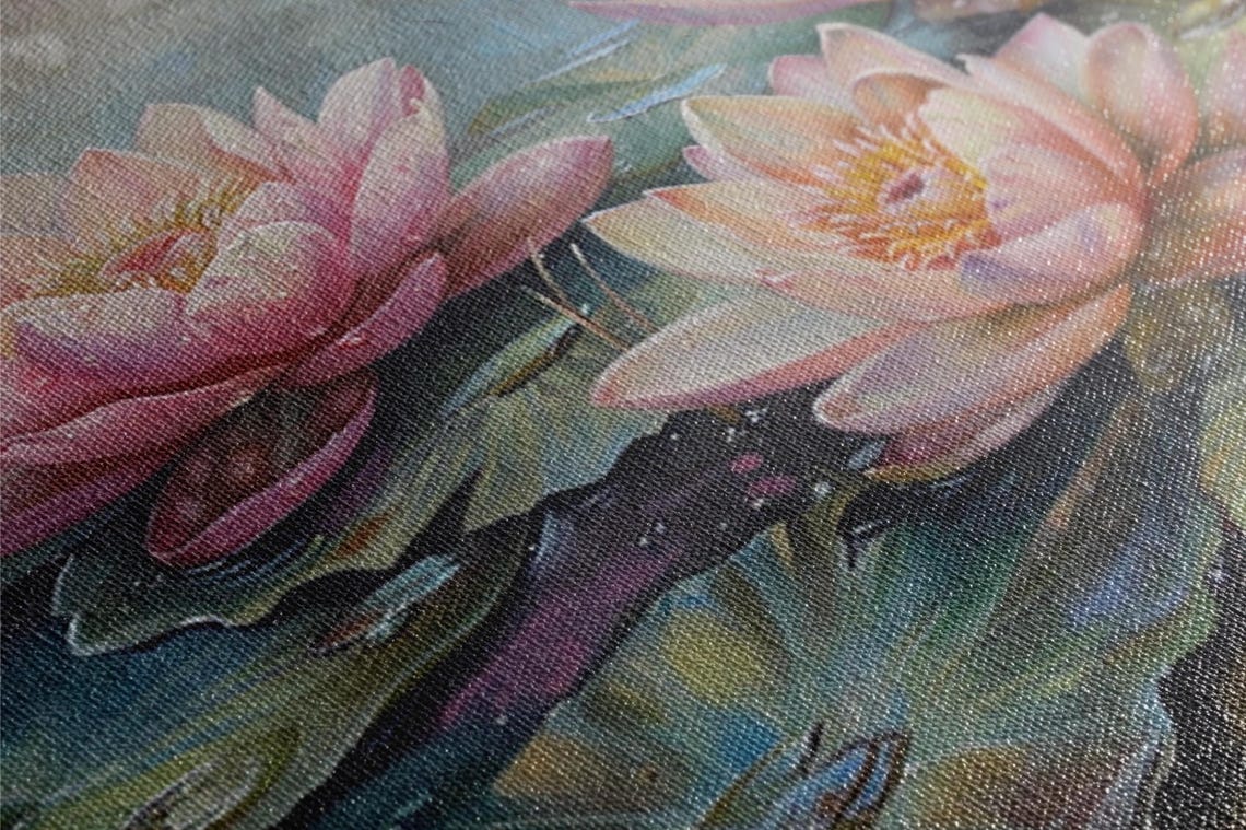 Water Lilies Wall Art Print Detailed Nature Wall Art Gallery Wrapped Gicle Print Ready To Hang Available In Extra Large Sizes - Image 2