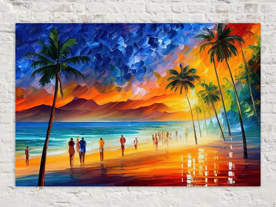 Hawaii Beach Print Paradise Oil Painting Reproduction Nautical Vibrant Colorful Art