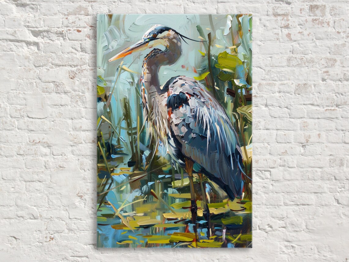 Serenity Blue Heron Riverbank Scene Art Print