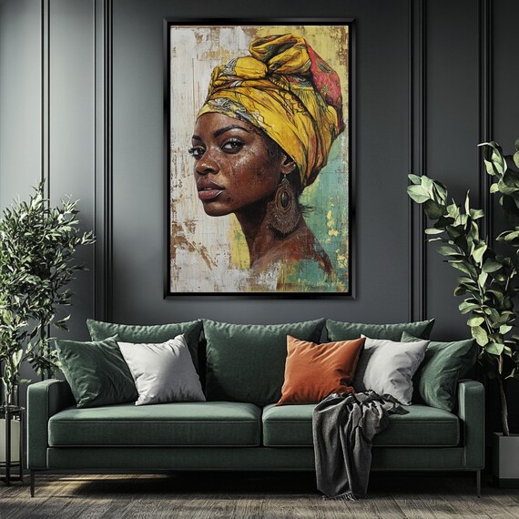 Powerful African Woman Portrait Wall Decor Print Framed Or Unframed Gallery Wrapped Gicle Ready To Hang Extra Large Wall Art