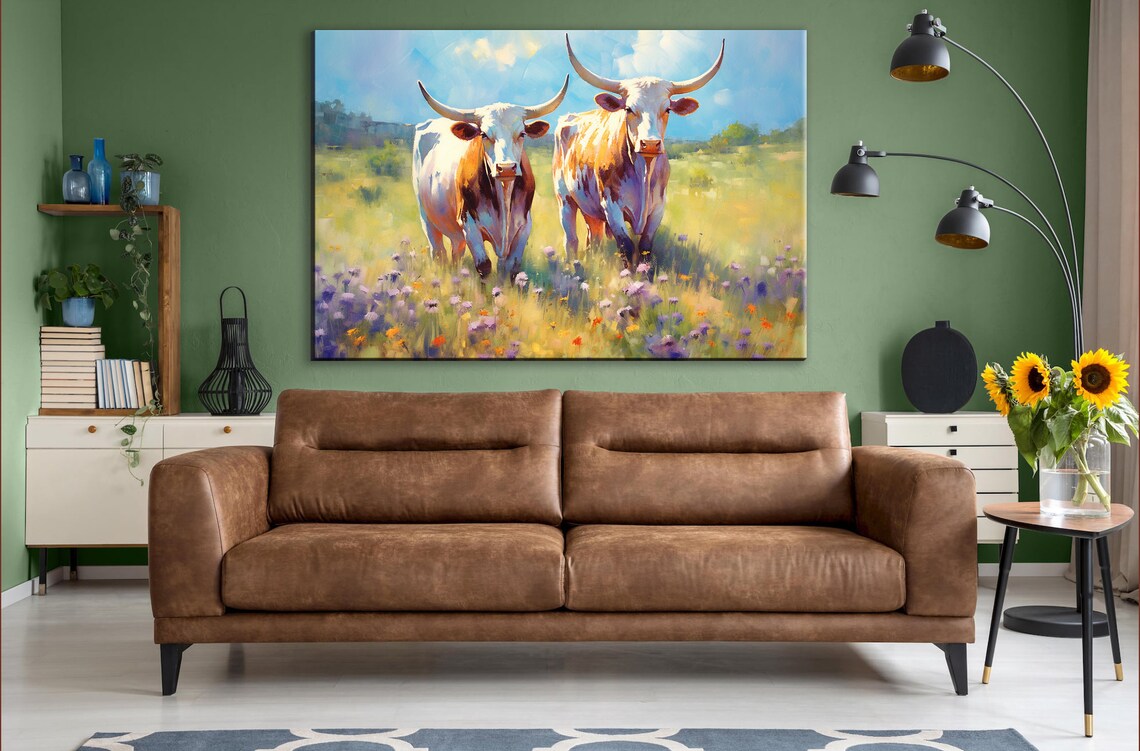 Texas Longhorn Texas Pride Western Painting Art Print - Image 3