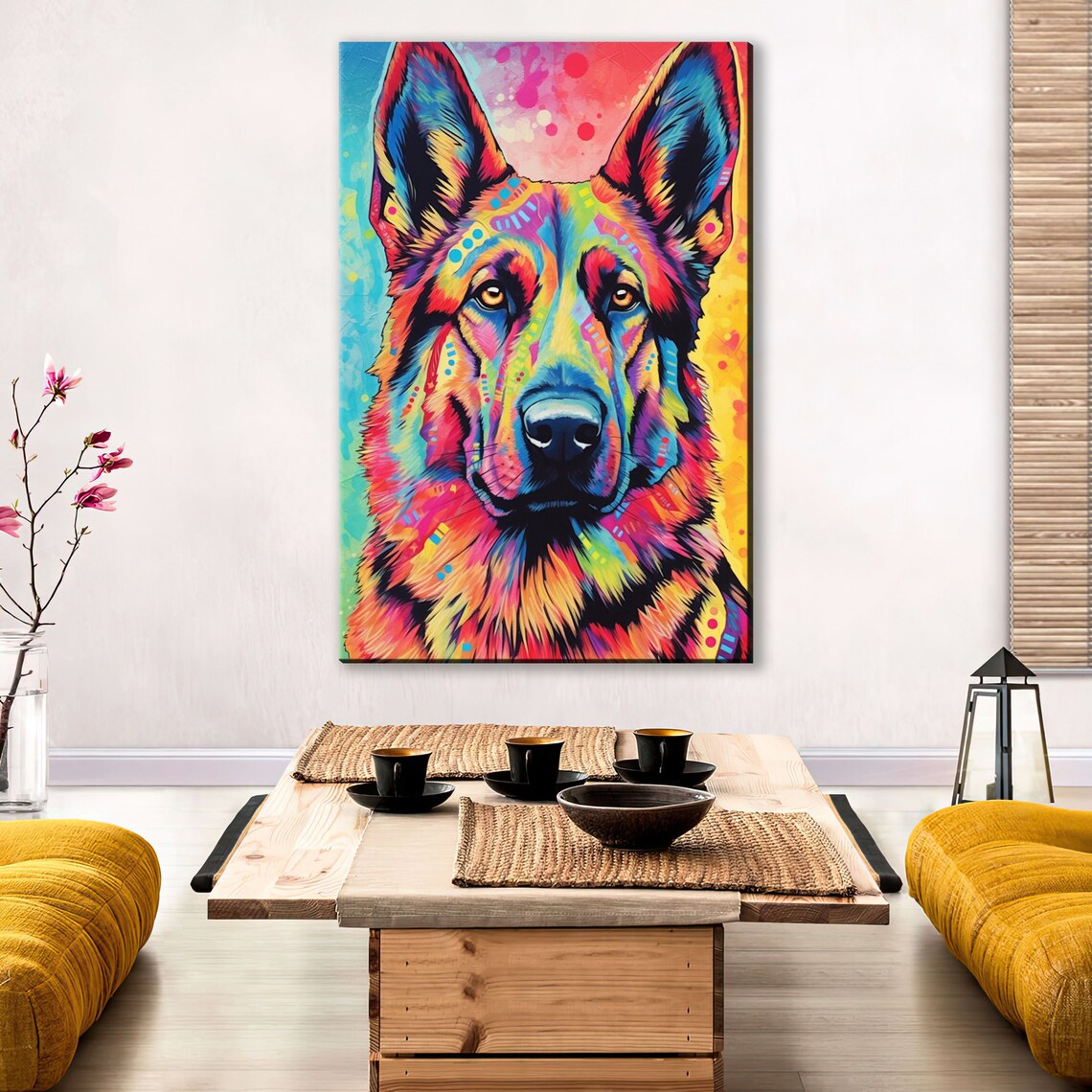 German Shepherd Dog Pop Art Portrait Art Print - Image 3