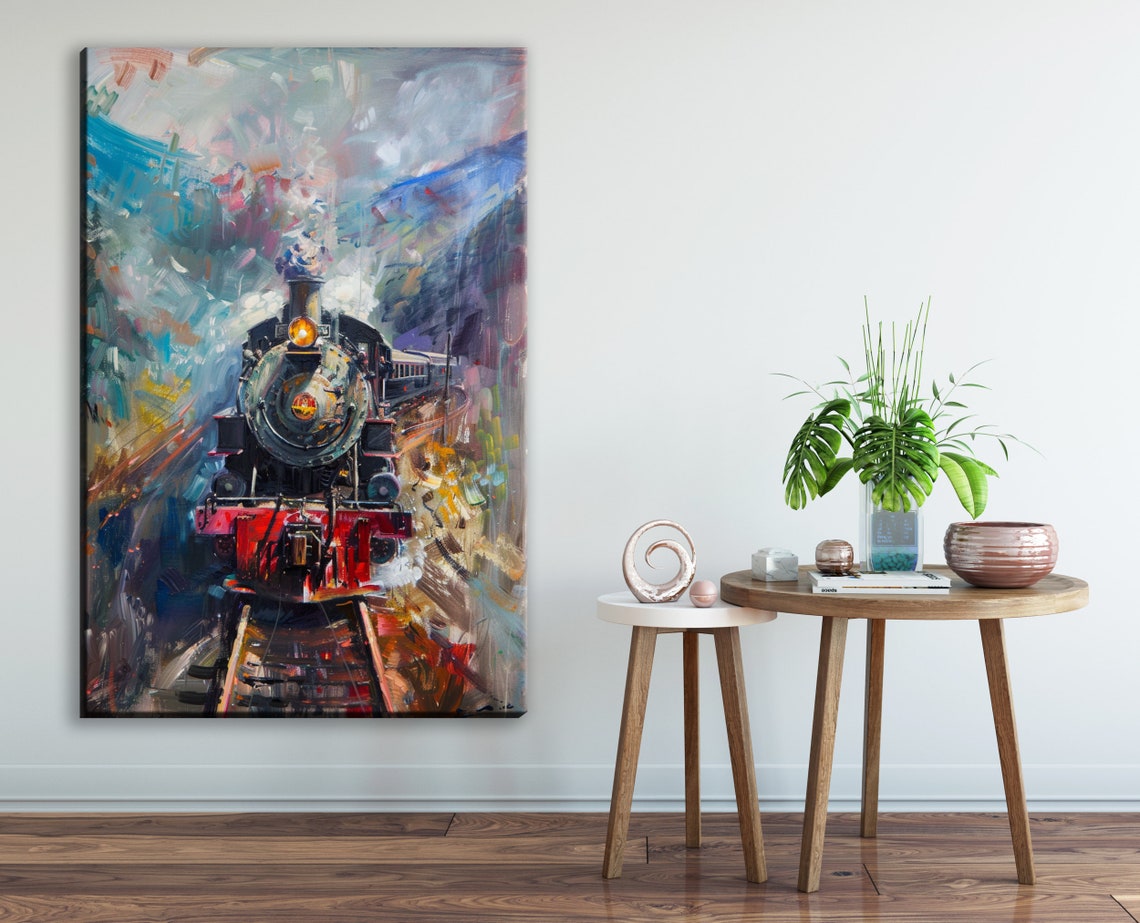 Abstract Steam Locomotive Head On Expressive Brushstroke Art Poster - Image 2