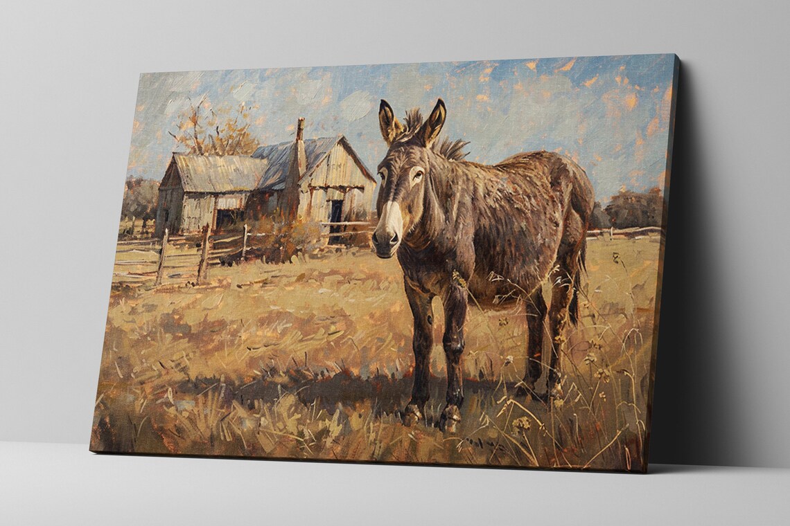 Texan Farm Donkey Rustic Western Wall Art Print - Image 4