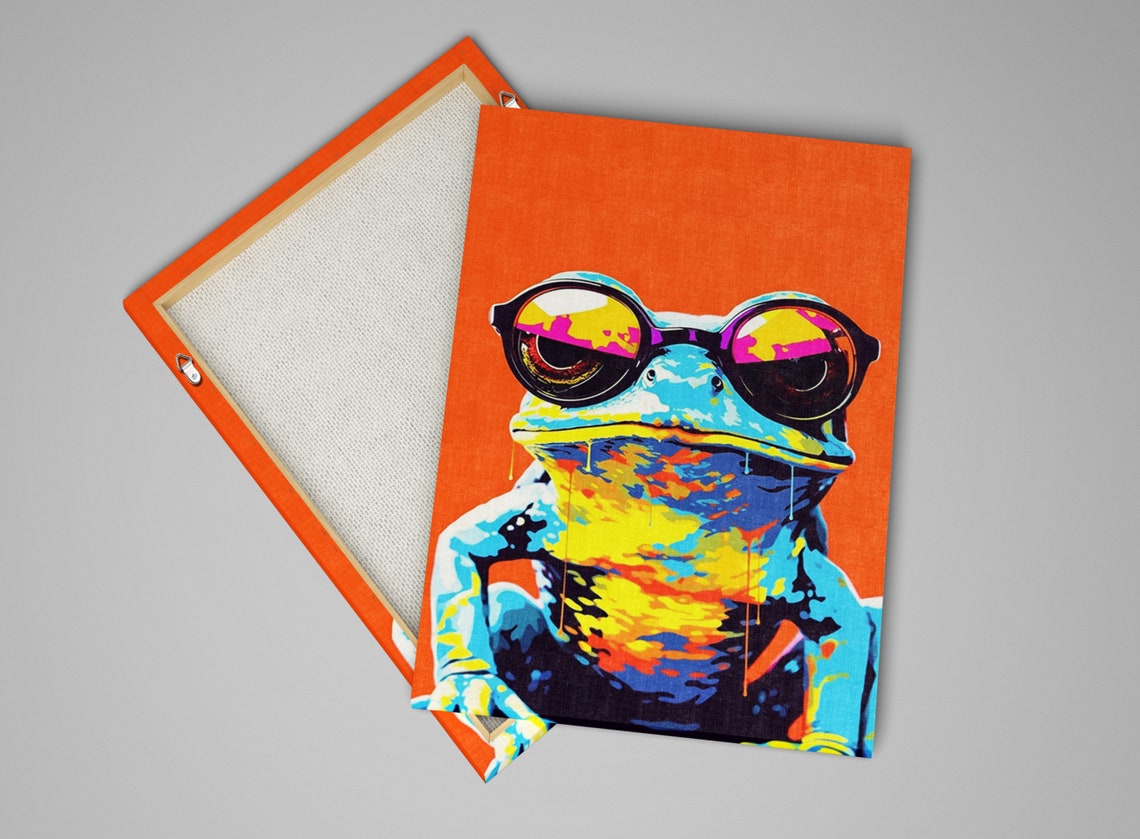 Funny Frog Sunglasses Pop Art Orange Background Cool Wall Poster - Image 4