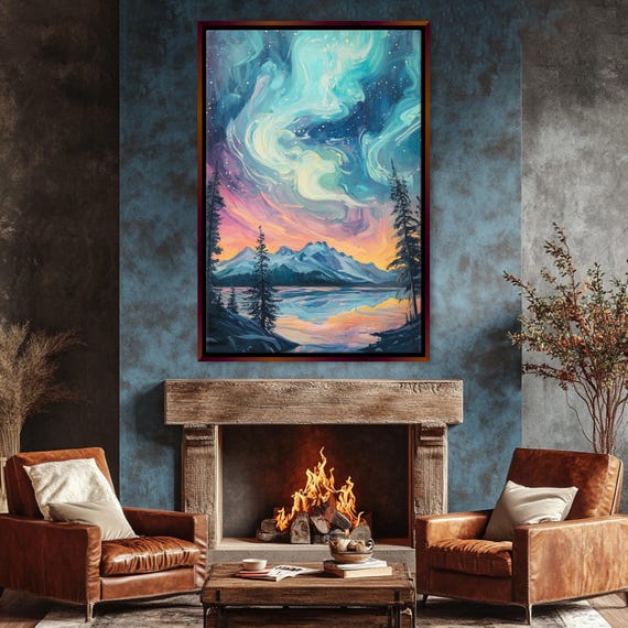 Dancing Lights In The Sky Aurora Borealis Northern Lights Framed Or Unframed Gallery Wrapped Ready To Hang Extra Large Wall Art