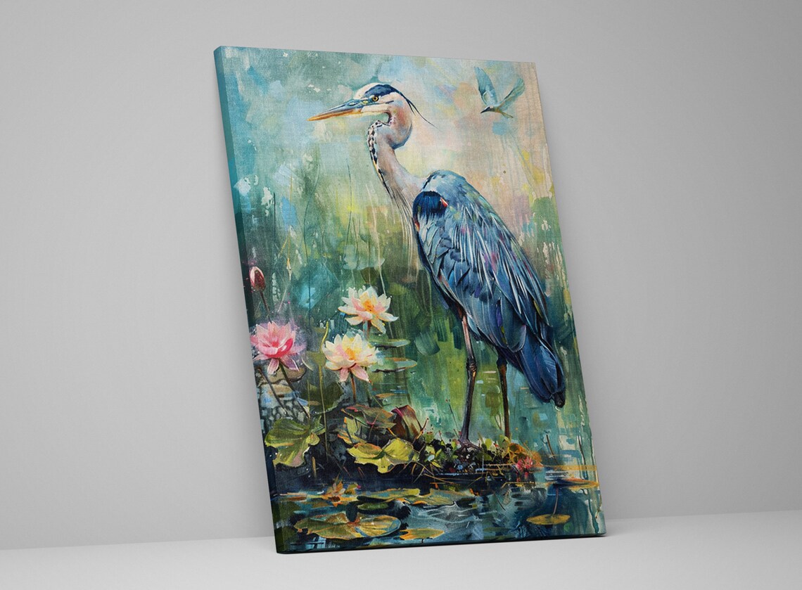 Blue Heron Wetland Sanctuary, Marsh Flowers Art Print - Image 5