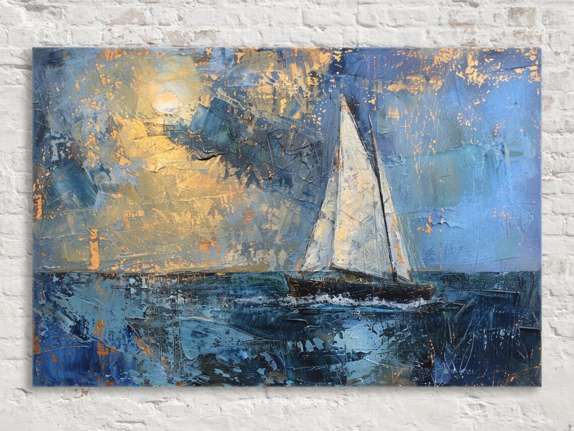 Minimal Sailboat Art Print, Coastal Nautical Style