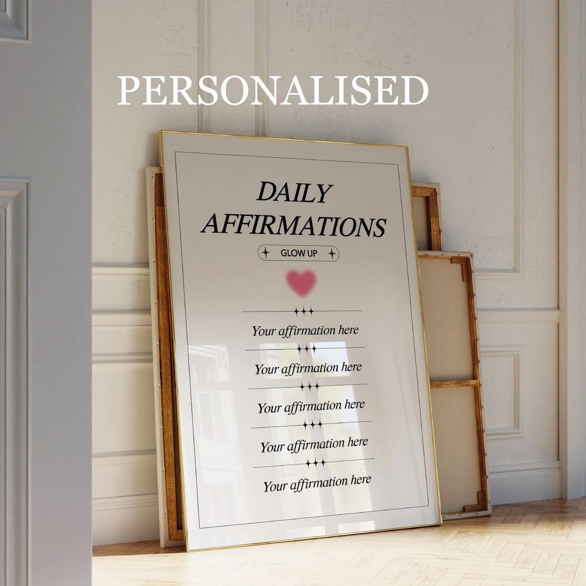Personalised Daily Affirmations Glow Up Custom Quote Wall Art
