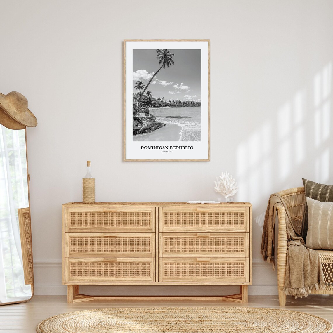 Dominican Republic Caribbean Minimalist Black and White Palm Beach Poster - Image 3