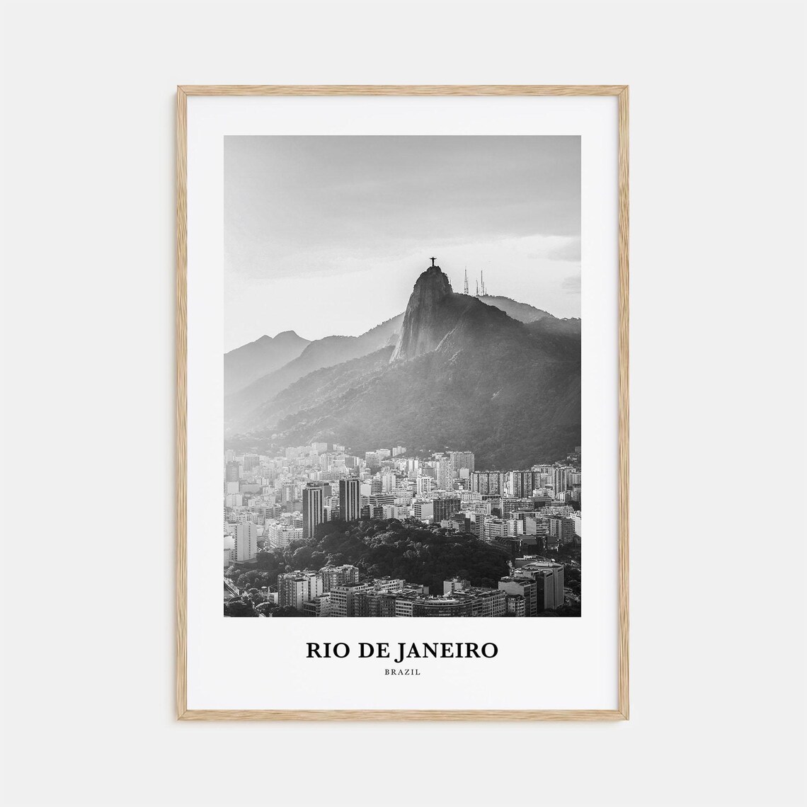Rio De Janeiro Brazil Christ The Redeemer Peak Black White Photo Poster