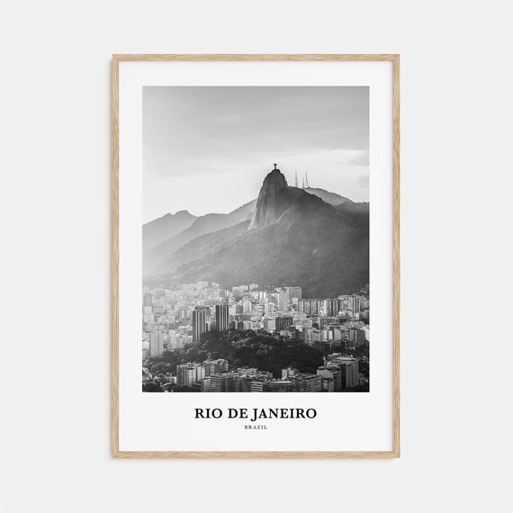 Rio De Janeiro Brazil Christ The Redeemer Peak Black White Photo Poster