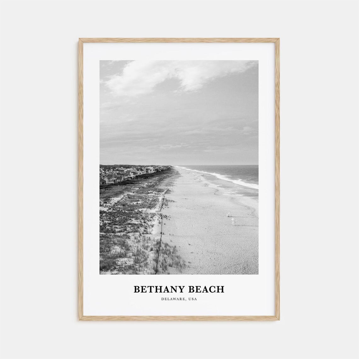 Bethany Beach Delaware Ocean Shoreline Aerial View Black White Poster