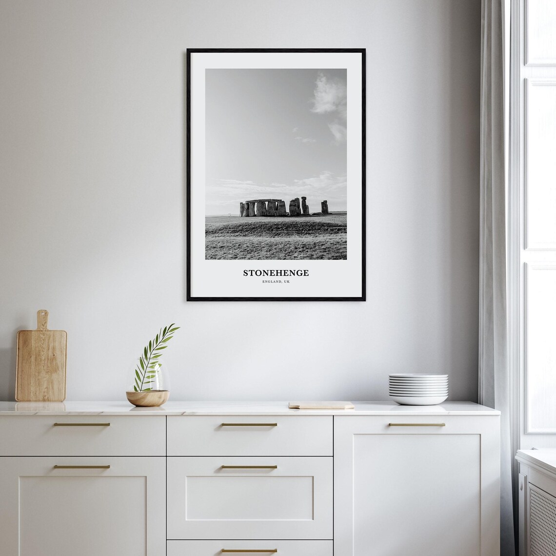 Stonehenge England Ancient Stones Black White Landscape Photo Poster - Image 2