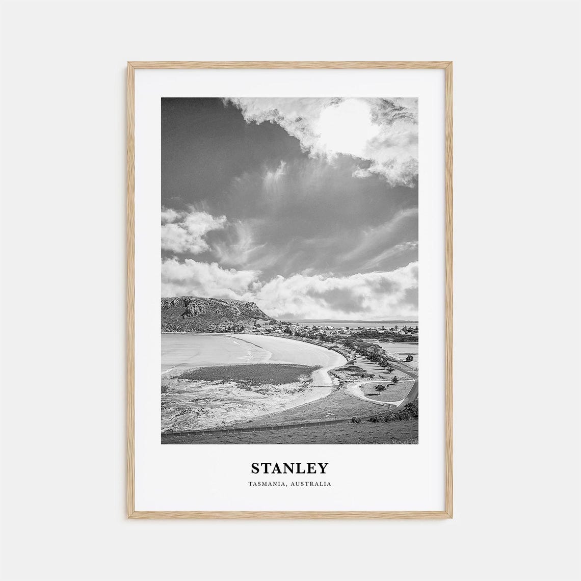 Stanley Tasmania The Nut Beach Curving Bay Black White Poster
