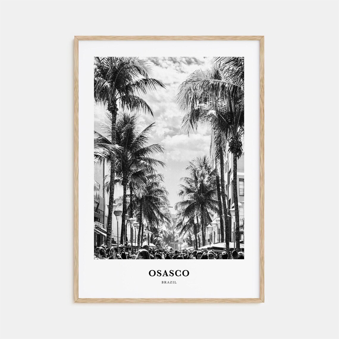 Osasco Brazil Palm Lined Street Black White City Travel Print