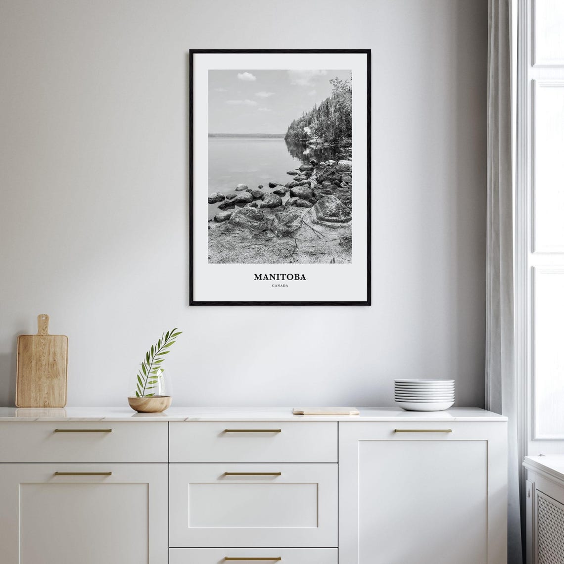 Manitoba Canada Rocky Lakeshore Forest Serenity Travel Art Poster - Image 2