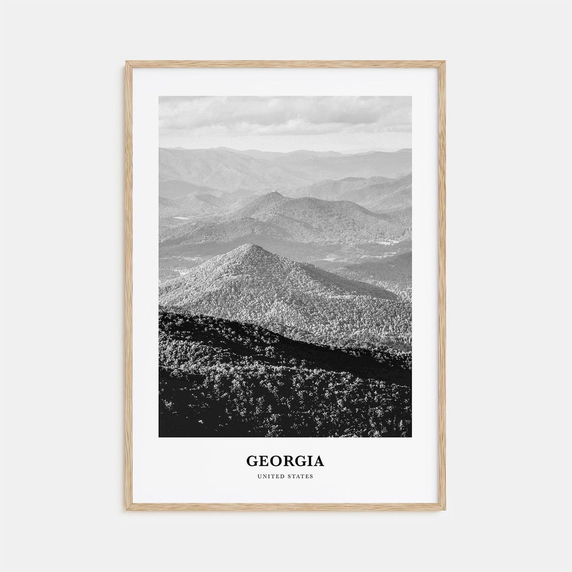 Georgia United States Blue Ridge Mountains Black White Poster