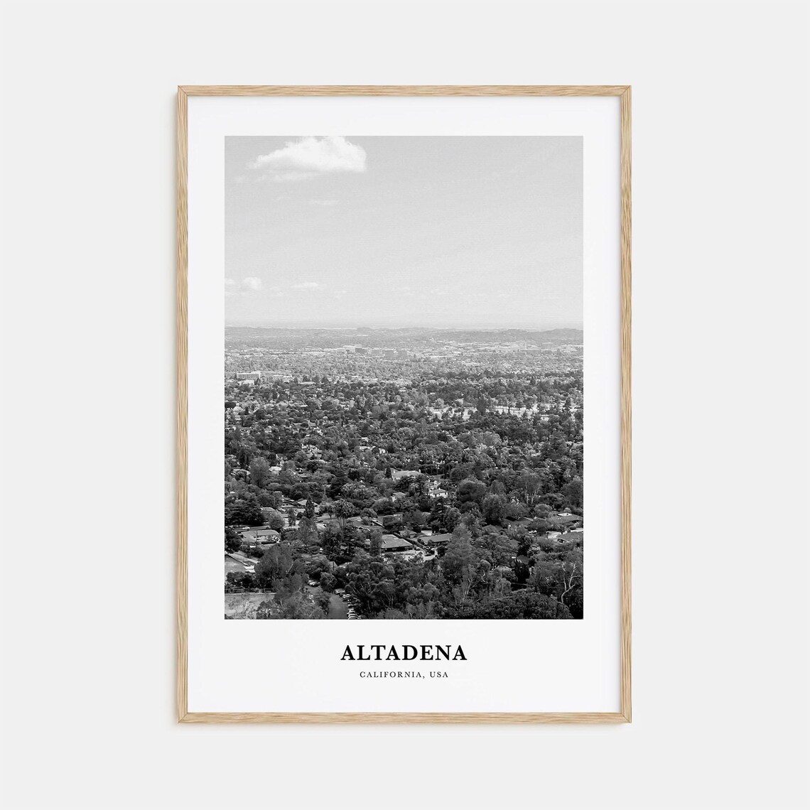 Altadena California Tree Lined Neighborhood Aerial Travel Poster
