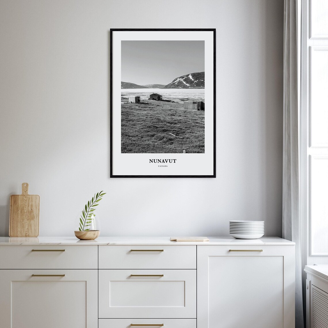 Nunavut Canada Arctic Cabins by Frozen Lake Mountain Photo Poster - Image 2