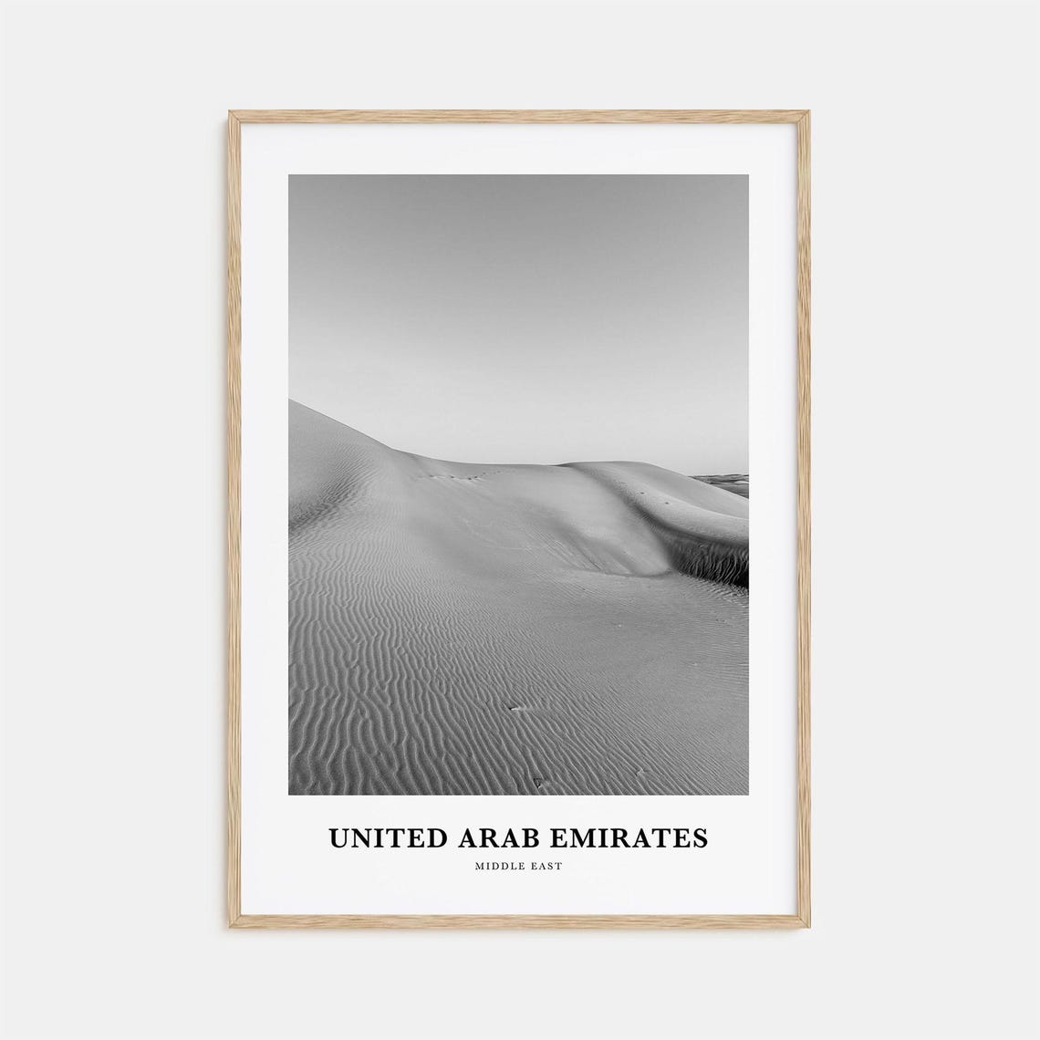 United Arab Emirates Desert Sand Dunes Black and White Poster