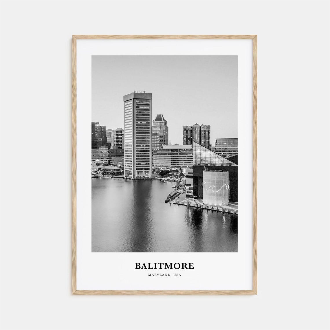 Baltimore Maryland Inner Harbor Skyline Reflected On Water Poster