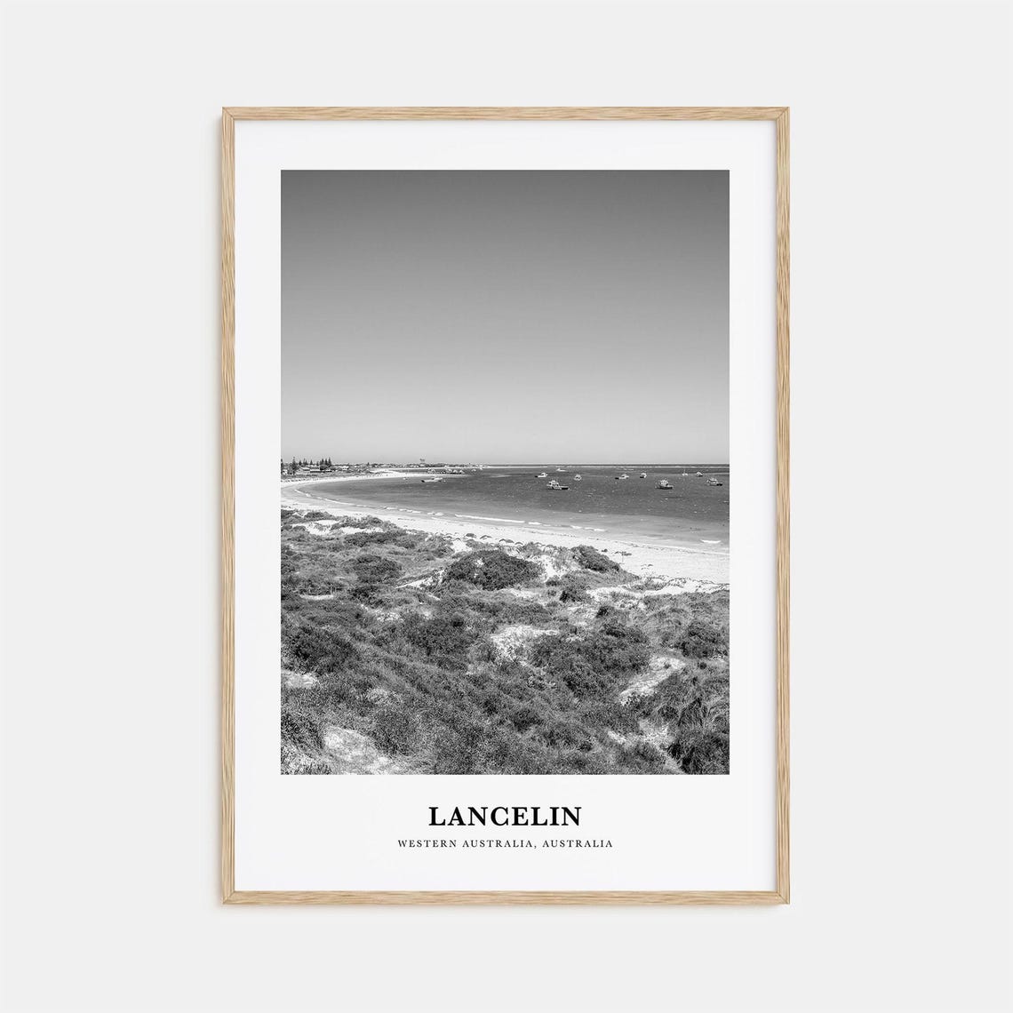 Lancelin Beach Boats Black And White Western Australia Poster