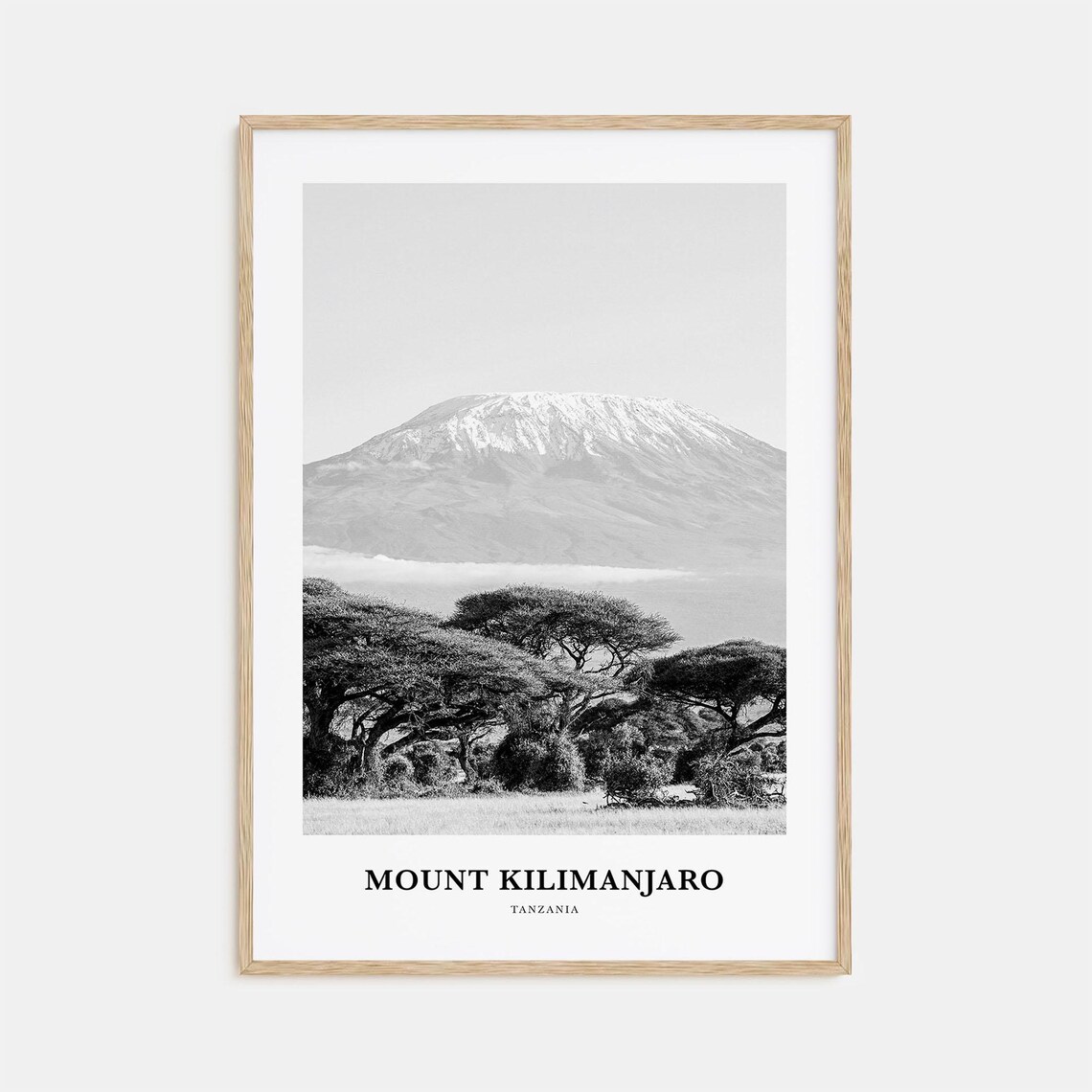 Snowcapped Mount Kilimanjaro Above Acacia Trees Tanzania Travel Poster