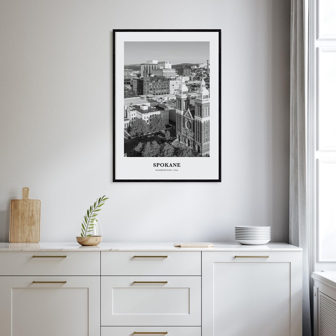 Spokane Downtown Skyline with Historic Church Washington Travel Poster - Image 2